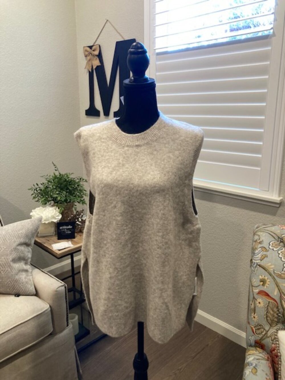 Sweater Vest in Taupe, Never Worn with Tags